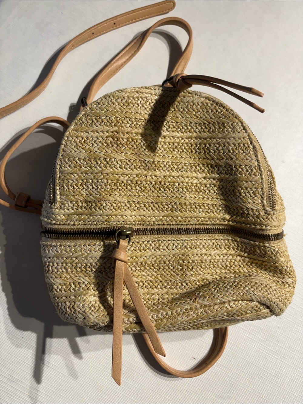 Malibu Skye Woven Raffia Convertible Mini Backpack - Picture 9 of 9